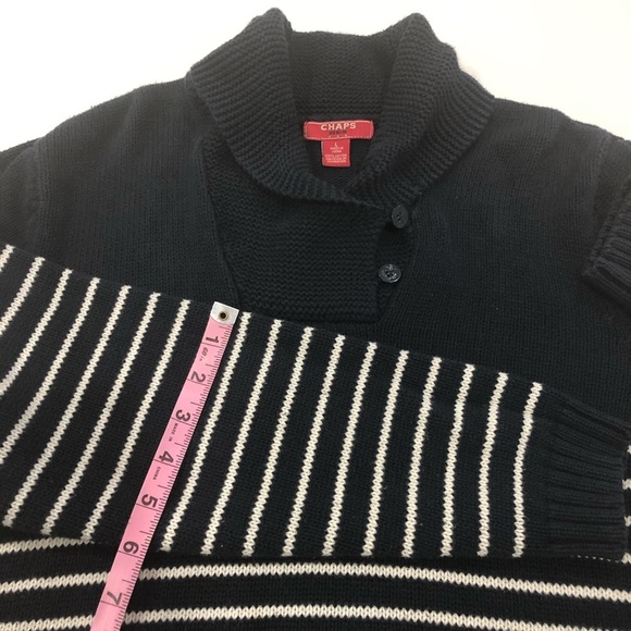 Chaps Navy Striped Pullover Nautical Sweater Size Large - Picture 11 of 11